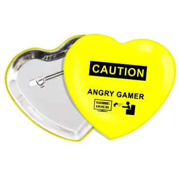 Caution, angry gamer!, Κονκάρδα παραμάνα καρδιά (57x52mm)