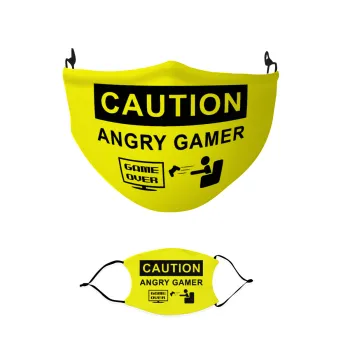Caution, angry gamer!, Μάσκα υφασμάτινη παιδική πολλαπλών στρώσεων με υποδοχή φίλτρου