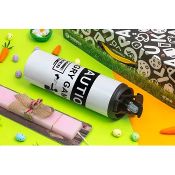 Caution, angry gamer!, Πασχαλινή Λαμπάδα με Travel Tumbler θερμό με διπλό καπάκι (600ml, BPA free) & κερί αρωματικό πλακέ (30cm) (ΡΟΖ)