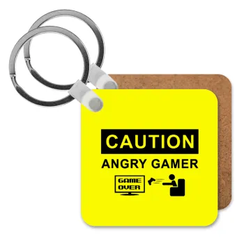 Caution, angry gamer!, Μπρελόκ Ξύλινο τετράγωνο MDF