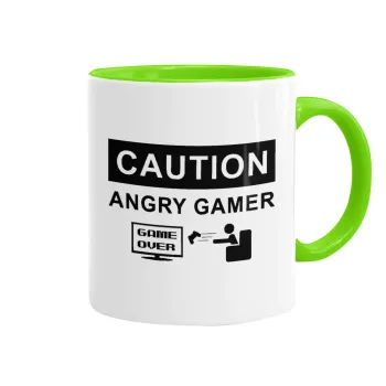 Caution, angry gamer!, Κούπα χρωματιστή βεραμάν, κεραμική, 330ml