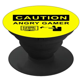 Caution, angry gamer!, Phone Holders Stand  Μαύρο Βάση Στήριξης Κινητού στο Χέρι