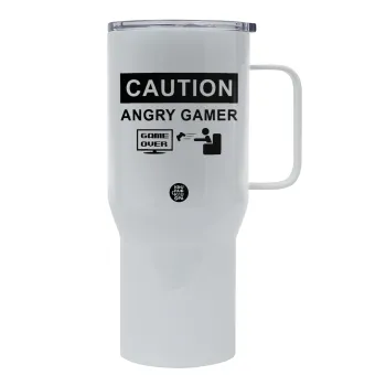 Caution, angry gamer!, Mega Stainless steel Tumbler with lid, double wall 750L
