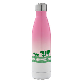 Oregon Trail, cov... edition, Metal mug thermos Pink/White (Stainless steel), double wall, 500ml