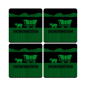 Oregon Trail, cov... edition, ΣΕΤ 4 Σουβέρ ξύλινα τετράγωνα (9cm)