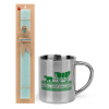 Easter Set, metallic thermal cup (300ml) & aromatic flat Easter candle (30cm) (TURQUOISE)