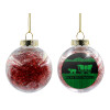 Transparent Christmas tree ball ornament with red filling 8cm