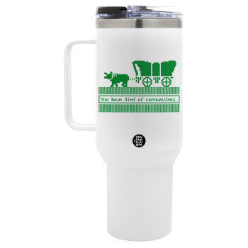 Oregon Trail, cov... edition, Mega Stainless steel Tumbler with lid, double wall 1,2L