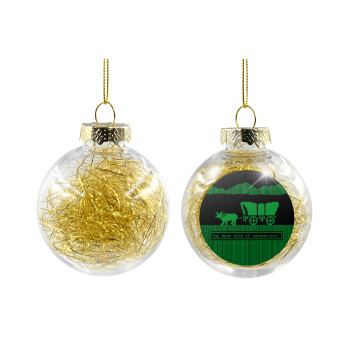 Oregon Trail, cov... edition, Transparent Christmas tree ball ornament with gold filling 8cm