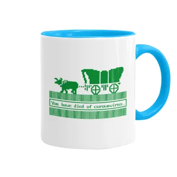 Oregon Trail, cov... edition, Mug colored light blue, ceramic, 330ml