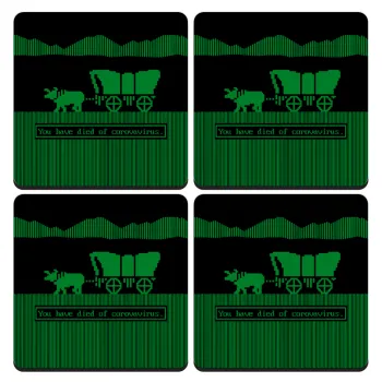 Oregon Trail, cov... edition, ΣΕΤ 4 Σουβέρ ξύλινα τετράγωνα (9cm)