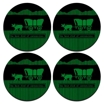 Oregon Trail, cov... edition, SET of 4 round wooden coasters (9cm)
