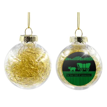 Oregon Trail, cov... edition, Transparent Christmas tree ball ornament with gold filling 8cm