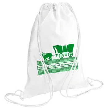 Oregon Trail, cov... edition, Backpack pouch GYMBAG white (28x40cm)