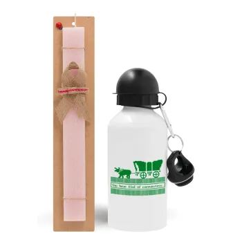 Oregon Trail, cov... edition, Easter Set, metallic aluminum bottle (500ml) & aromatic flat Easter candle (30cm) (PINK)