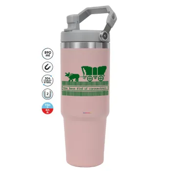 Oregon Trail, cov... edition, ΡΟΖ χρώματος Θερμός Ανοξείδωτο 890ml (30oz) με χερούλι