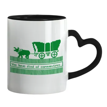 Oregon Trail, cov... edition, Mug heart black handle, ceramic, 330ml