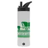 Metallic thermos bottle with straw & handle, stainless steel (Stainless steel 304), double-walled, 600ml.