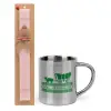 Easter Set, metallic thermal cup (300ml) & aromatic flat Easter candle (30cm) (PINK)