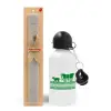 Easter Set, metallic aluminum water bottle (500ml) & aromatic flat Easter candle (30cm) (GRAY)