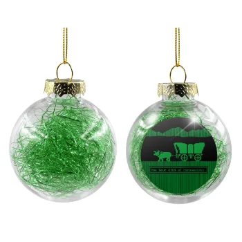 Oregon Trail, cov... edition, Transparent Christmas tree ball ornament with green filling 8cm
