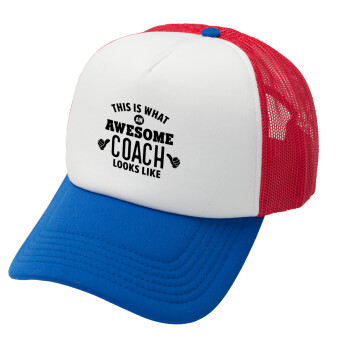 This is what an awesome COACH looks like!, Καπέλο Ενηλίκων Soft Trucker με Δίχτυ Red/Blue/White (POLYESTER, ΕΝΗΛΙΚΩΝ, UNISEX, ONE SIZE)