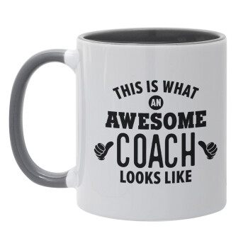 This is what an awesome COACH looks like!, Mug colored grey, ceramic, 330ml