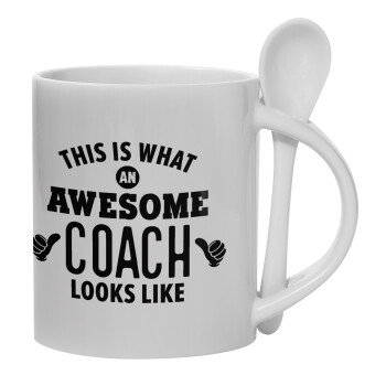 This is what an awesome COACH looks like!, Κούπα, κεραμική με κουταλάκι, 330ml (1 τεμάχιο)