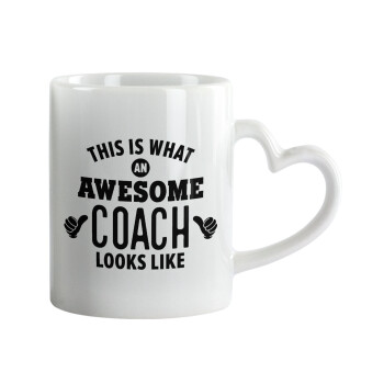 This is what an awesome COACH looks like!, Mug heart handle, ceramic, 330ml