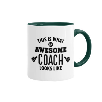 This is what an awesome COACH looks like!, Mug colored green, ceramic, 330ml