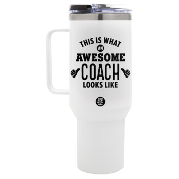 This is what an awesome COACH looks like!, Mega Tumbler με καπάκι, διπλού τοιχώματος (θερμό) 1,2L