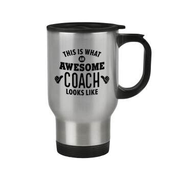 This is what an awesome COACH looks like!, Stainless steel travel mug with lid, double wall 450ml