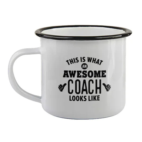 This is what an awesome COACH looks like! — Enamel mug with black rim, 360ml