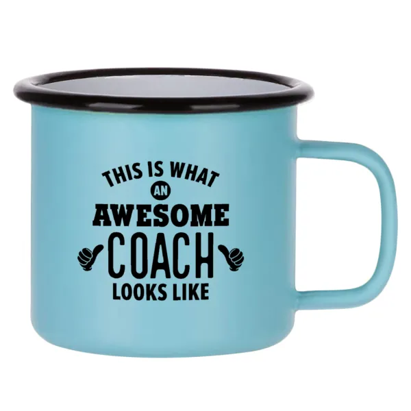 This is what an awesome COACH looks like! — Κούπα Μεταλλική εμαγιέ ΜΑΤ σιέλ 360ml