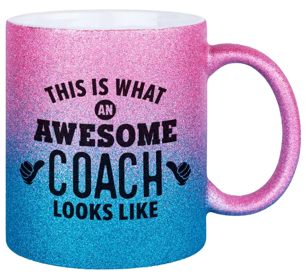 This is what an awesome COACH looks like! — Κούπα Χρυσή/Μπλε Glitter, κεραμική, 330ml