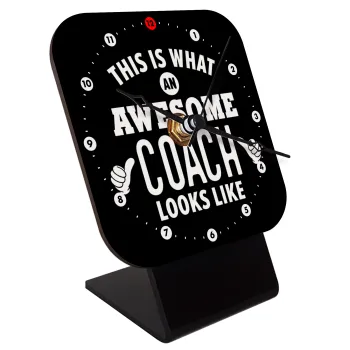 This is what an awesome COACH looks like!, Quartz Wooden table clock with hands (10cm)