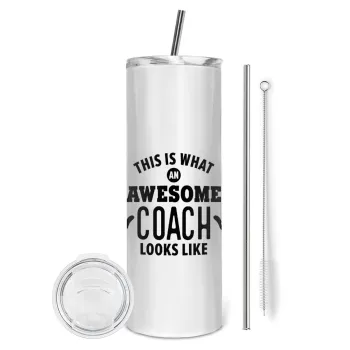 This is what an awesome COACH looks like!, Tumbler stainless steel 600ml, with metal straw & cleaning brush