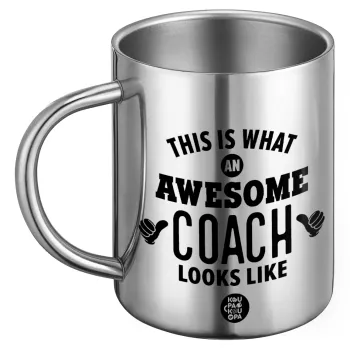 This is what an awesome COACH looks like!, Ανοξείδωτη Μεταλλική Κούπα 450ml - Διπλού Τοιχώματος