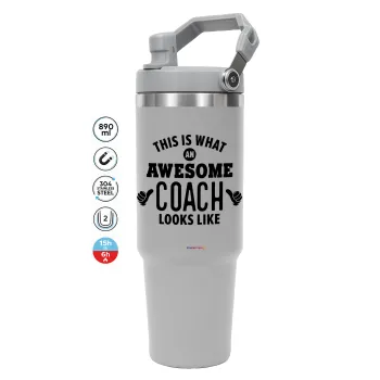This is what an awesome COACH looks like!, ΓΚΡΙ χρώματος Θερμός Ανοξείδωτο 890ml (30oz) με χερούλι