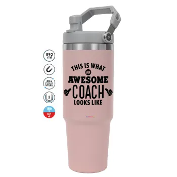 This is what an awesome COACH looks like!, Pink color, 890ml (30oz) stainless Steel Tumbler with Handle