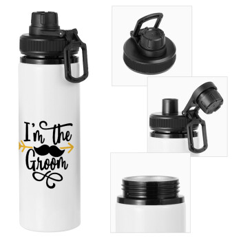 I'm the groom mustache, Metal water bottle with safety cap, aluminum 850ml