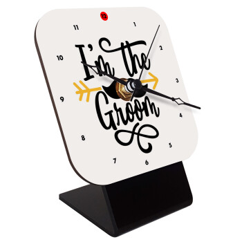I'm the groom mustache, Quartz Wooden table clock with hands (10cm)