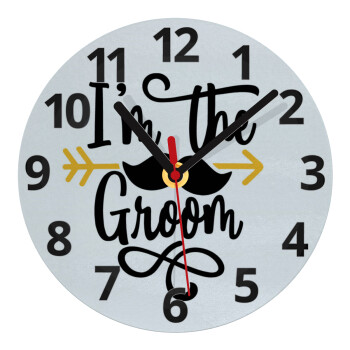 I'm the groom mustache, Ρολόι τοίχου γυάλινο (20cm)