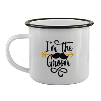 I'm the groom mustache, Κούπα εμαγιέ με μαύρο χείλος 360ml