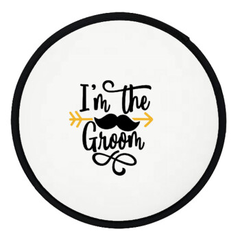 I'm the groom mustache, Βεντάλια υφασμάτινη αναδιπλούμενη με θήκη (20cm)