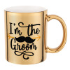 I'm the groom mustache, Mug ceramic, gold mirror, 330ml