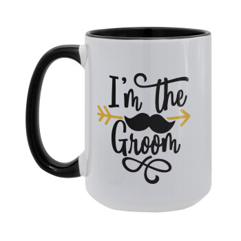 I'm the groom mustache, Κούπα Mega 15oz, κεραμική Μαύρη, 450ml