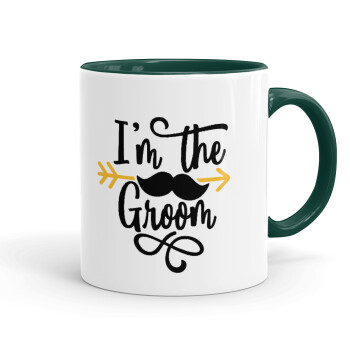 I'm the groom mustache, Mug colored green, ceramic, 330ml