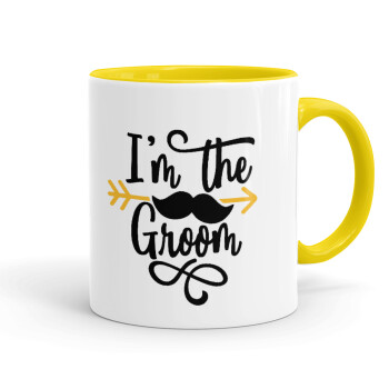 I'm the groom mustache, Mug colored yellow, ceramic, 330ml