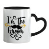Mug heart black handle, ceramic, 330ml